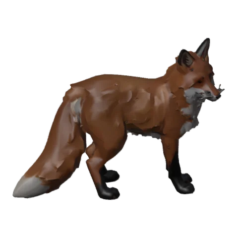 The fox model with a smooth painted surface.